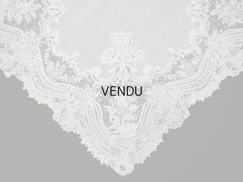 画像3: アンティーク ポワンドガーズ  結婚式のハンカチ 【RM】イニシャル刺繍入り【ポワン・ド・ガーズ】 