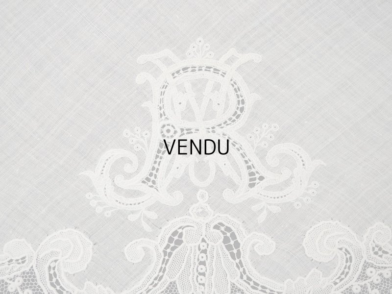 画像4: アンティーク ポワンドガーズ  結婚式のハンカチ 【RM】イニシャル刺繍入り【ポワン・ド・ガーズ】 