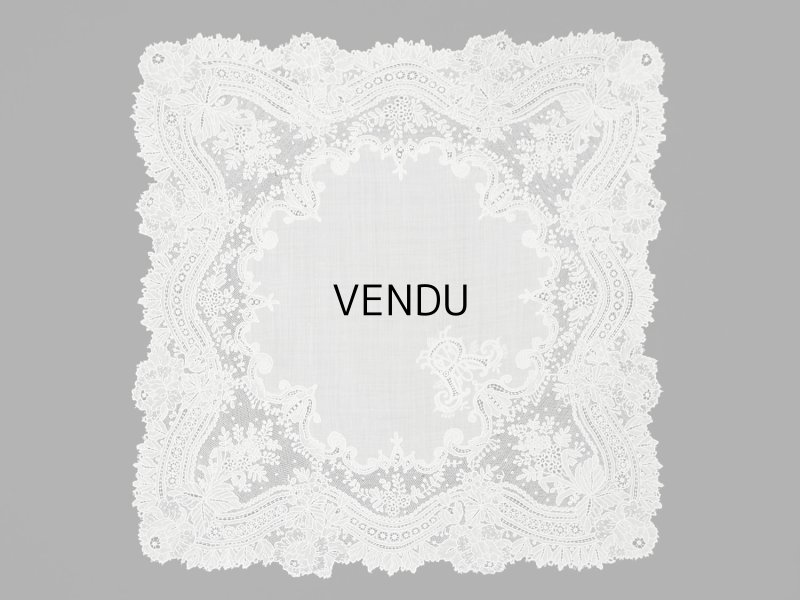 画像2: アンティーク ポワンドガーズ  結婚式のハンカチ 【RM】イニシャル刺繍入り【ポワン・ド・ガーズ】 