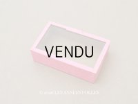 ＊蚤の市＊アンティーク ガラスの蓋の紙箱 ピンク