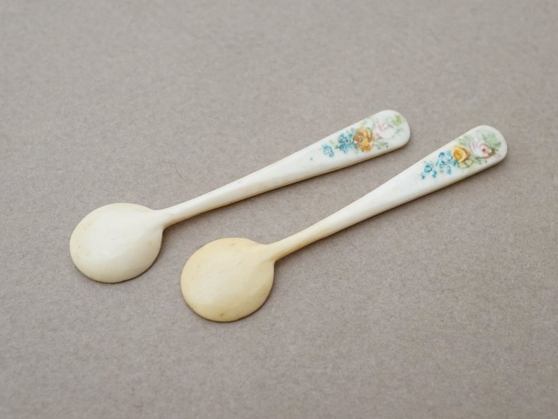 画像10: ＊蚤の市＊アンティーク キャビア用 小さなポット＆スプーンのセット