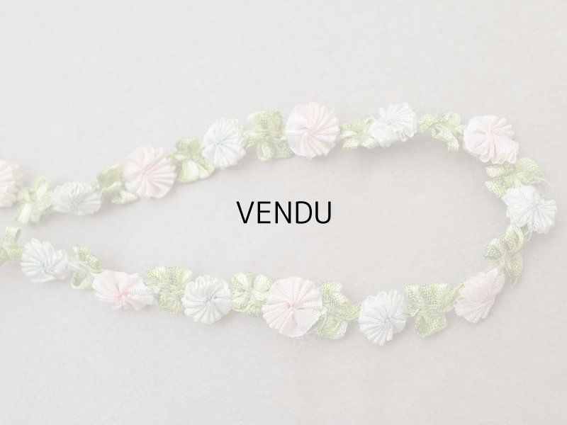 画像7: 【セール対象外】【クーポン対象外】アンティーク シルク製 薔薇のロココトリム パウダーピンク＆パウダーブルー ロココリボン 60cm