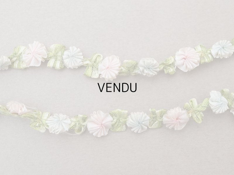 画像5: 【セール対象外】【クーポン対象外】アンティーク シルク製 薔薇のロココトリム パウダーピンク＆パウダーブルー ロココリボン 60cm