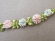画像2: 【セール対象外】【クーポン対象外】アンティーク シルク製 薔薇のロココトリム パウダーピンク＆パウダーブルー ロココリボン 60cm (2)