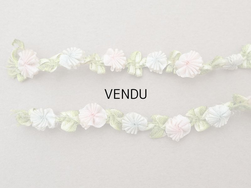 画像4: 【セール対象外】【クーポン対象外】アンティーク シルク製 薔薇のロココトリム パウダーピンク＆パウダーブルー ロココリボン 60cm