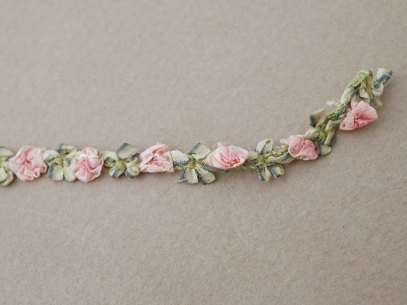 画像6: アンティーク シルク製 薔薇のロココトリム ピンク ロココリボン 28cm
