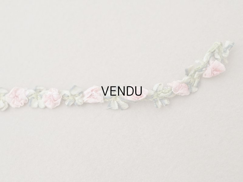 画像6: アンティーク シルク製 薔薇のロココトリム ピンク ロココリボン 28cm