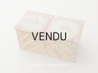アンティーク 薔薇の花かごのメダイヨン カルトナージュボックス 裁縫箱