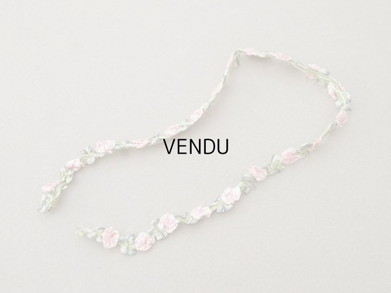 画像2: アンティーク シルク製 薔薇のロココトリム ピンク ロココリボン 28cm