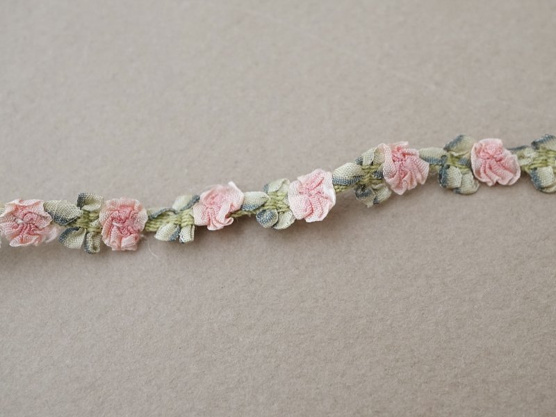 画像5: アンティーク シルク製 薔薇のロココトリム ピンク ロココリボン 28cm