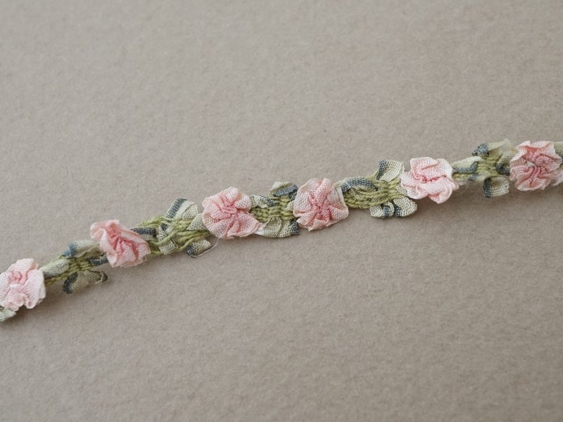 画像4: アンティーク シルク製 薔薇のロココトリム ピンク ロココリボン 28cm