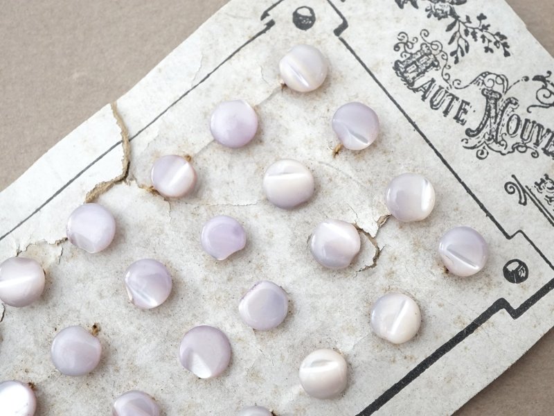 画像2: アンティーク マザーオブパール製 ボタン ホワイトパープル 6.5mm 24ピース シェルボタン 