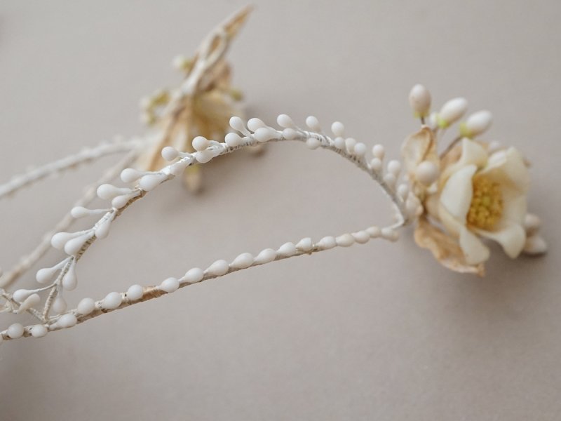 画像4: 1900年頃 アンティーク ワックスフラワー 薔薇のティアラ＆ブートニア ウェディング 結婚式
