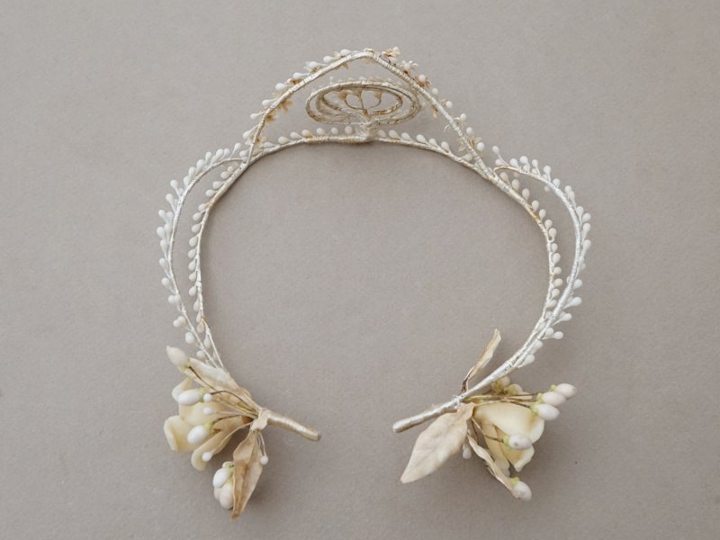 画像2: 1900年頃 アンティーク ワックスフラワー 薔薇のティアラ＆ブートニア ウェディング 結婚式