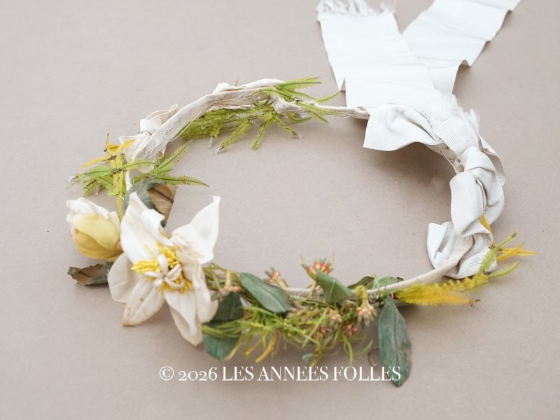 画像1: ＊蚤の市＊19世紀 アンティーク ナポレオン3世時代 布花のヘッドリース