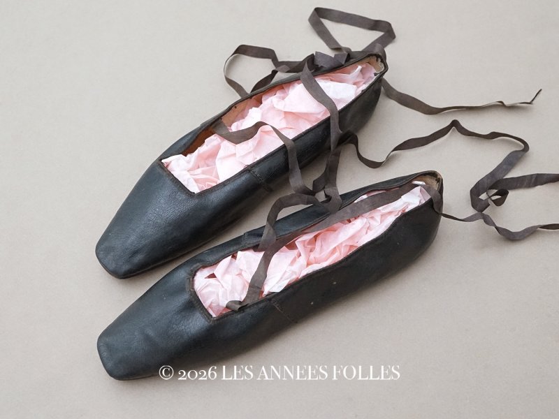 画像1: 19世紀初頭 アンティーク シューズ 黒