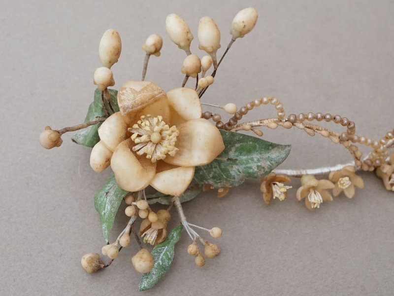 画像9: ＊蚤の市＊アンティーク ワックスフラワーのティアラ ウェディング