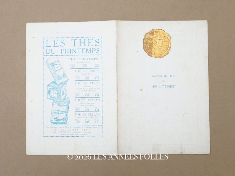画像1: アンティーク プランタン百貨店 ティーサロンのメニュー  SALON DE THE DU "PRINTEMPS"- AU PRINTEMPS -