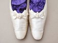画像2: アンティーク ウェディング シューズ オフホワイトのシルクサテン (2)