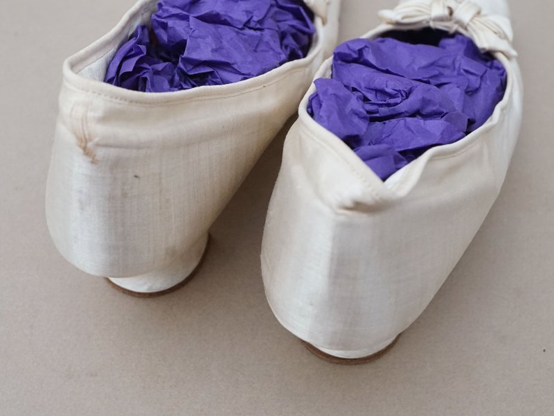 画像6: アンティーク ウェディング シューズ オフホワイトのシルクサテン