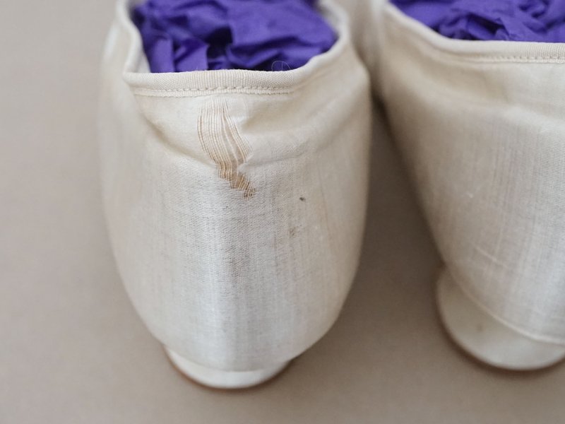 画像7: アンティーク ウェディング シューズ オフホワイトのシルクサテン