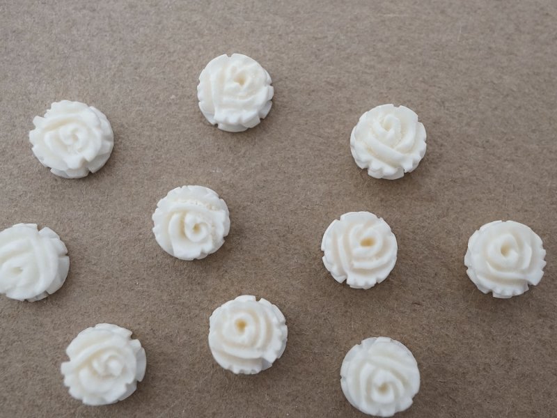 画像3: アンティーク 極小 薔薇のジュエリーパーツ 10ピースのセット 6mm 手彫り イボワリヌ 