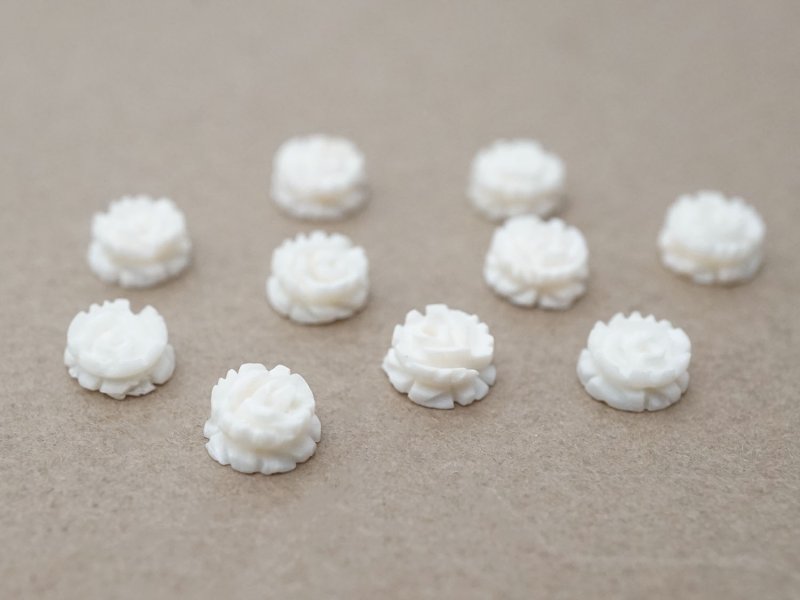 画像4: アンティーク 極小 薔薇のジュエリーパーツ 10ピースのセット 6mm 手彫り イボワリヌ 