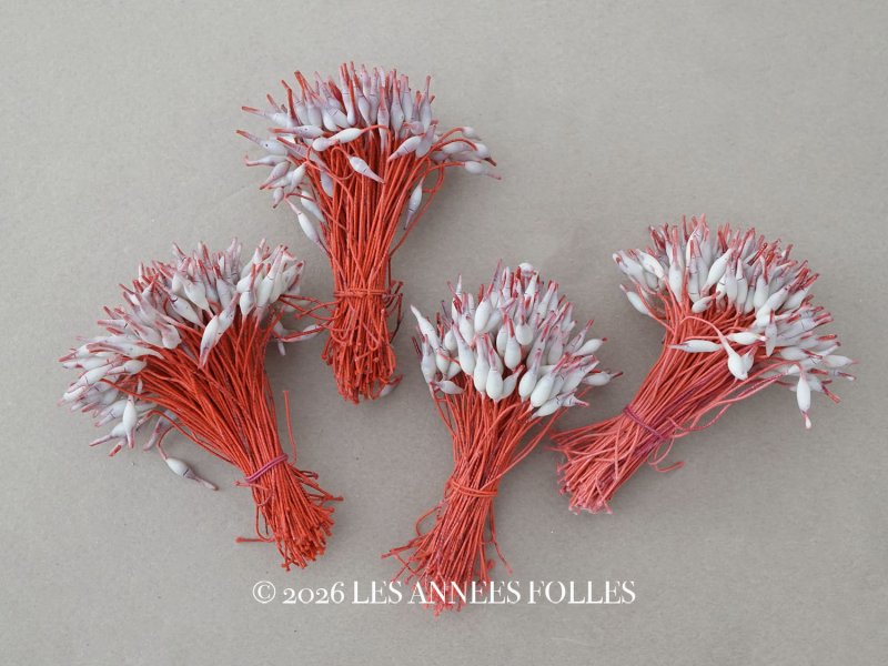 画像1: ＊蚤の市セット＊アンティーク ペップ  赤＆ライトグレー 花芯 4点セット