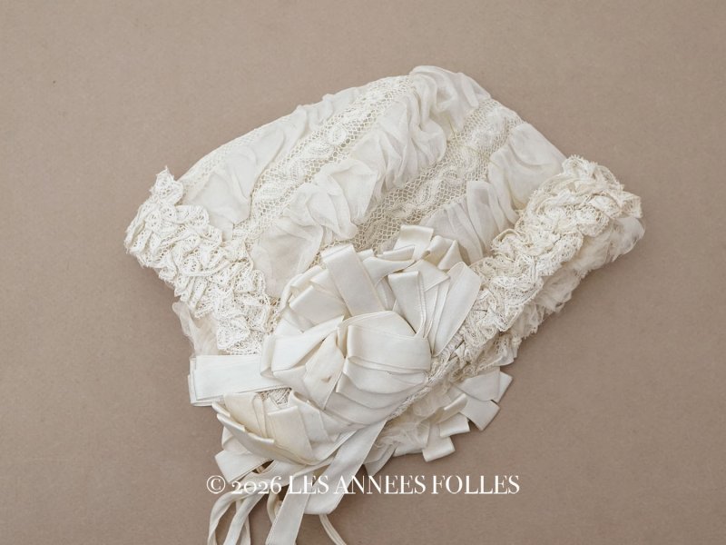 画像1: ＊蚤の市＊1900年頃  アンティーク ベビー用 ボネ