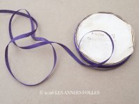 19世紀 アンティーク 極細 シルクリボン 5.78m 4mm幅 紫 & 青紫