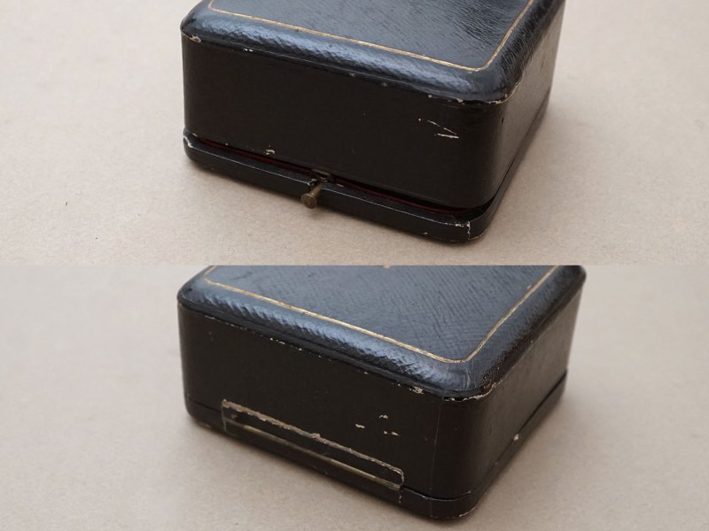 画像7: 19世紀末 アンティーク 本革製 ジュエリーボックス  黒 イニシャル入り ブレスレット用 