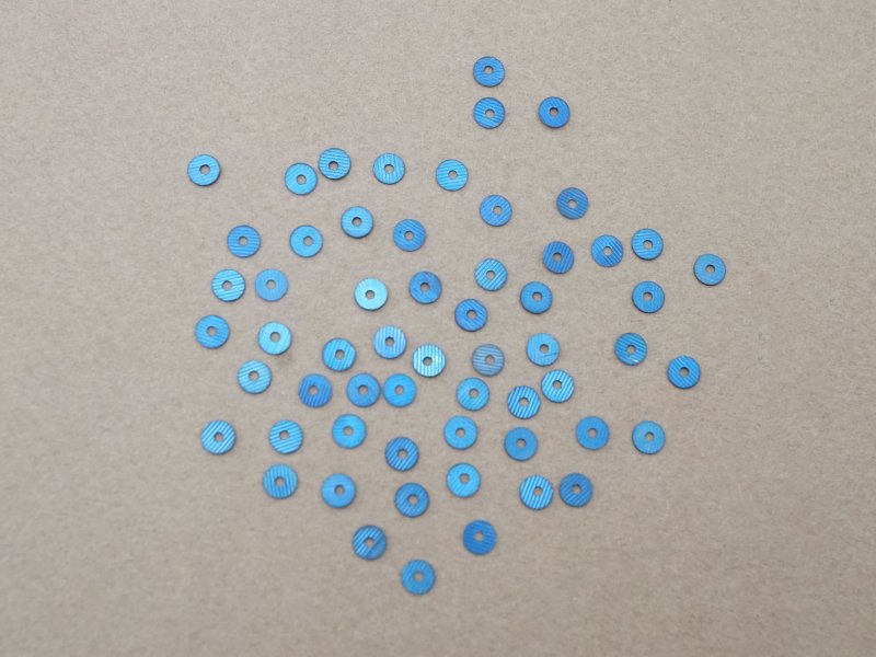 画像2: 1900年頃 アンティーク ストライプ柄 スパンコール 4mm ブルー 