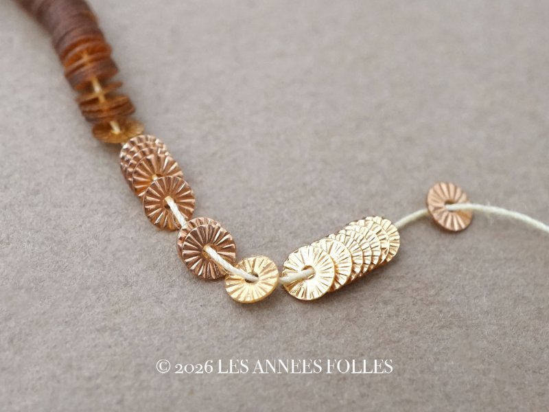 画像1: アンティーク ゼラチン製  スパンコール ソレイユ 4mm コッパー & シャンパンゴールド ダブルフェイス