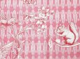 画像15: 未使用 1900年頃 アンティーク 天使＆栗鼠＆蝶々 コットン製ファブリック  200×78cm (15)
