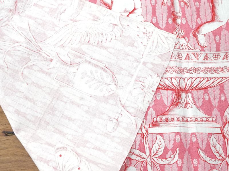 画像16: 未使用 1900年頃 アンティーク 天使＆栗鼠＆蝶々 コットン製ファブリック  200×78cm