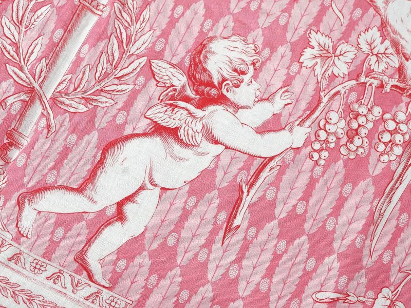 画像11: 未使用 1900年頃 アンティーク 天使＆栗鼠＆蝶々 コットン製ファブリック  200×78cm