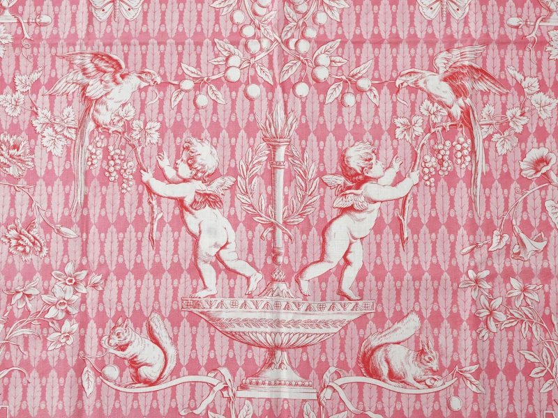 画像12: 未使用 1900年頃 アンティーク 天使＆栗鼠＆蝶々 コットン製ファブリック  200×78cm