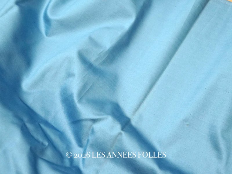 画像1: アンティーク シルク製 ファブリック ブルー 124×115cm