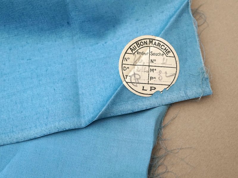 画像4: アンティーク シルク製 ファブリック ブルー 124×115cm