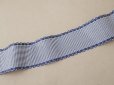 画像4: ＊蚤の市＊アンティーク 幅広 ピコットリボン 5.6m ブルー＆オフホワイト 格子柄  7cm幅 PON 217 N 16 (4)