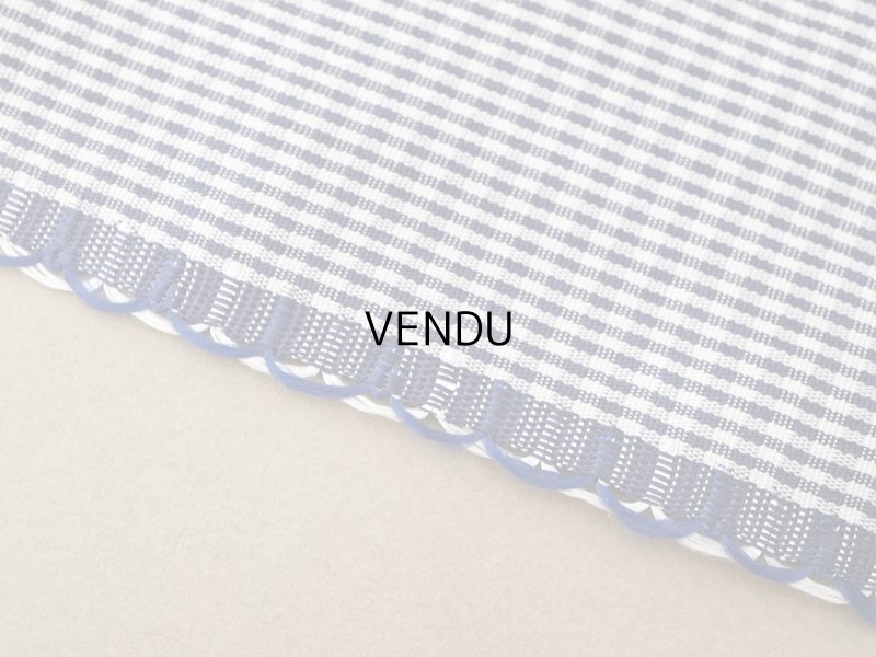 画像3: ＊蚤の市＊アンティーク 幅広 ピコットリボン 5.6m ブルー＆オフホワイト 格子柄  7cm幅 PON 217 N 16