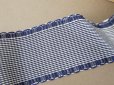 画像2: ＊蚤の市＊アンティーク 幅広 ピコットリボン 5.6m ブルー＆オフホワイト 格子柄  7cm幅 PON 217 N 16 (2)