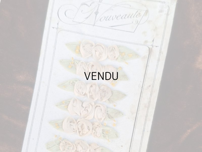 画像1: アンティーク シルク製 小さなロココモチーフ パウダーピンク