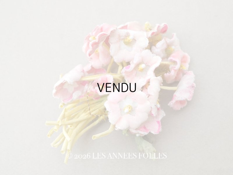 画像1: アンティーク ベルベットの布花 パウダーピンク 15輪 