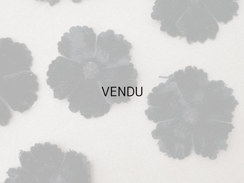 画像3: アンティーク 布花材料 ベルベットの花びら 花芯付き 8ピースのセット 約4.3cm 布花 黒