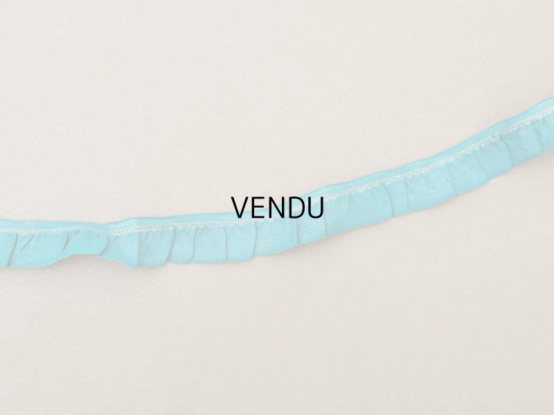 画像4: 1900年頃 アンティーク シルク製 フリルリボン ロココ調 15mm幅 ブルーグリーン 38cm