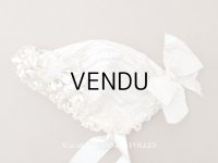 アンティーク ベビー用 ボネ シルクリボン＆レース ドール用