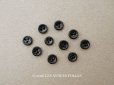 画像1: アンティーク 極小 6mm ガラスボタン 10ピースのセット黒 ドール用  (1)