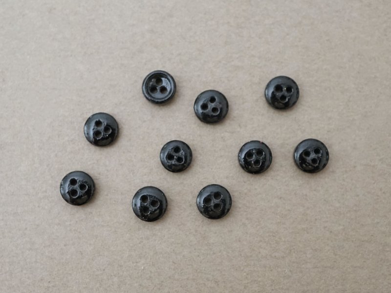 画像3: アンティーク 極小 6mm ガラスボタン 10ピースのセット黒 ドール用 