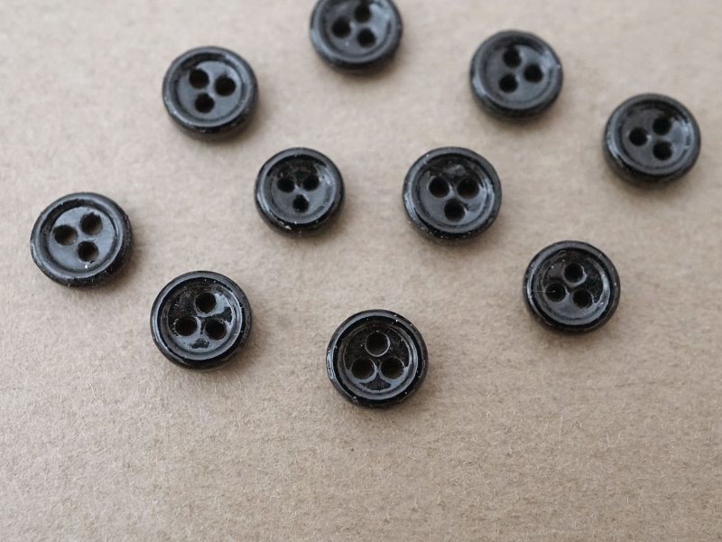 画像2: アンティーク 極小 6mm ガラスボタン 10ピースのセット黒 ドール用 